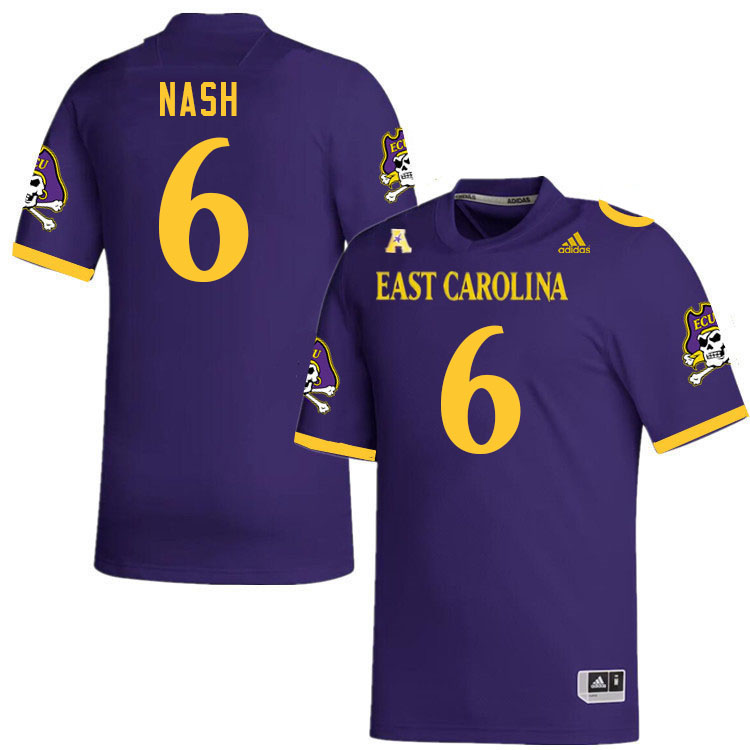 Men #6 Dontavius Nash ECU Pirates College Football Jerseys Stitched-Purple